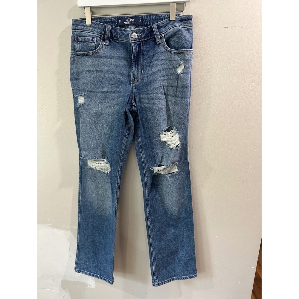 Hollister Low Rise 90s Vintage Straight Distressed Jeans Blue W27 L29 5S